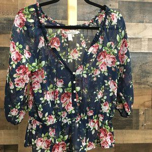 Navy floral Blouse